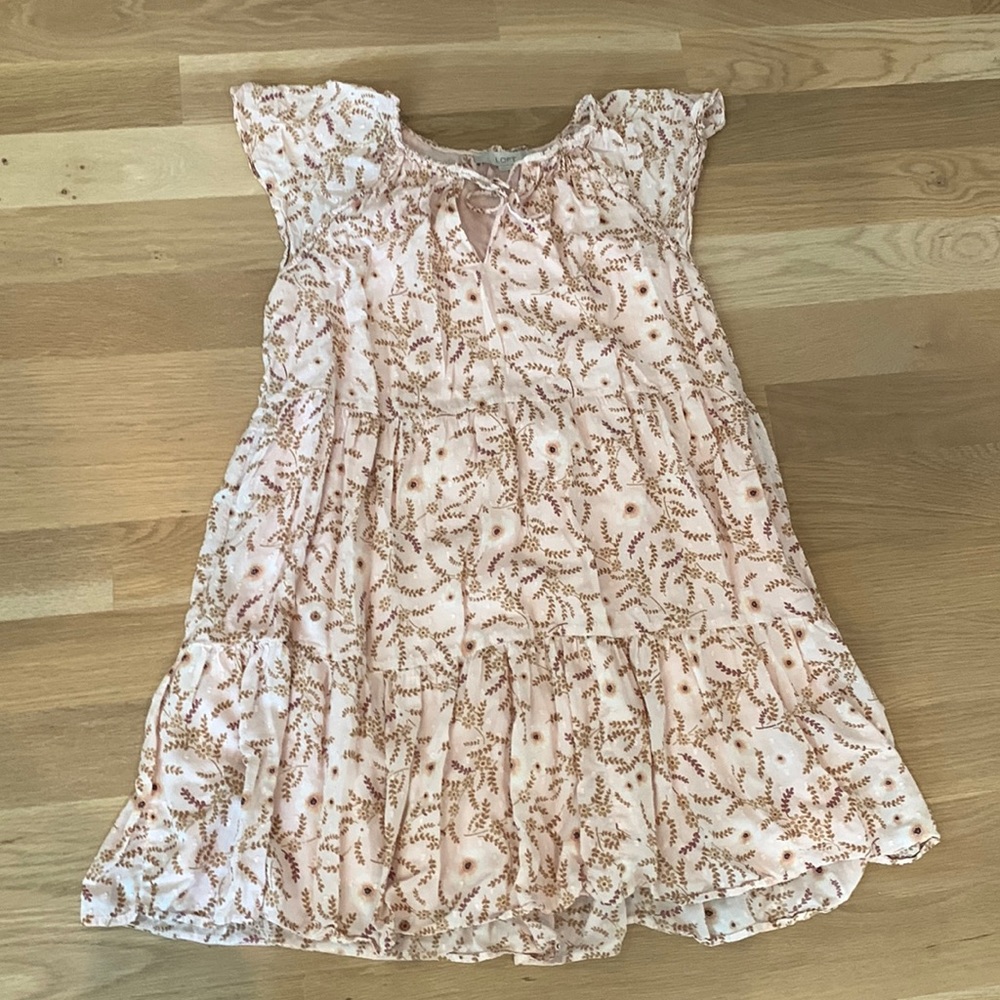 Loft size small pink with beautiful floral pattern dress